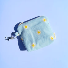 Load image into Gallery viewer, Daisy Cord Keychain Zipper Pouch, Corduroy Coin Purse, Accessory Wallet / by Söpö + Tähti