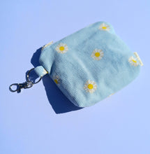 Load image into Gallery viewer, Daisy Cord Keychain Zipper Pouch, Corduroy Coin Purse, Accessory Wallet / by Söpö + Tähti