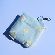 Load image into Gallery viewer, Daisy Cord Keychain Zipper Pouch, Corduroy Coin Purse, Accessory Wallet / by Söpö + Tähti
