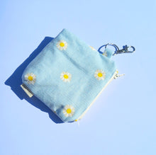 Load image into Gallery viewer, Daisy Cord Keychain Zipper Pouch, Corduroy Coin Purse, Accessory Wallet / by Söpö + Tähti