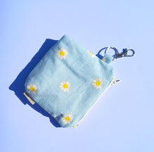 Load image into Gallery viewer, Daisy Cord Keychain Zipper Pouch, Corduroy Coin Purse, Accessory Wallet / by Söpö + Tähti