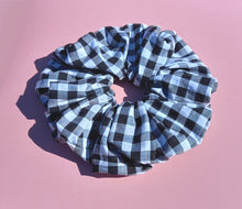 Load image into Gallery viewer, Black Gingham XL Scrunchie, XL Cotton Scrunchie
