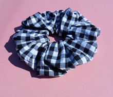 Load image into Gallery viewer, Black Gingham XL Scrunchie, XL Cotton Scrunchie