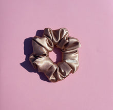 Load image into Gallery viewer, Champagne Large Scrunchie, Honey Nude Brown Satin Scrunchie