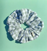 Load image into Gallery viewer, XL Scrunchie in Sage Gingham, Linen Scrunchie