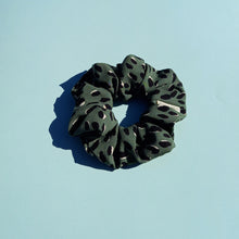Load image into Gallery viewer, Green Leopard Print Large Scrunchie, Animal Print, Tortoise Style