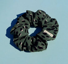 Load image into Gallery viewer, Green Leopard Print Large Scrunchie, Animal Print, Tortoise Style