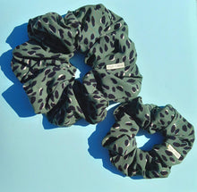 Load image into Gallery viewer, Green Leopard Print Large Scrunchie, Animal Print, Tortoise Style