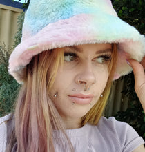 Load image into Gallery viewer, Pastel Rainbow Faux Fur Bucket Hat by Söpö & Tähti