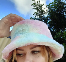 Load image into Gallery viewer, Pastel Rainbow Faux Fur Bucket Hat by Söpö & Tähti