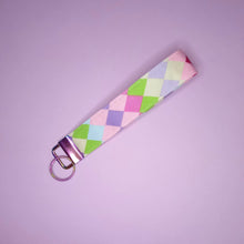 Load image into Gallery viewer, Harlequin Checker Print Keychain Wristlet, Checkered Key Fob / by Söpö + Tähti