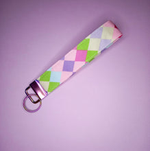 Load image into Gallery viewer, Harlequin Checker Print Keychain Wristlet, Checkered Key Fob / by Söpö + Tähti