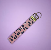 Load image into Gallery viewer, Blush Leopard Print Keychain Wristlet, Abstract Animal Print Key Fob / by Söpö + Tähti