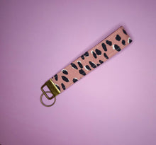Load image into Gallery viewer, Blush Leopard Print Keychain Wristlet, Abstract Animal Print Key Fob / by Söpö + Tähti