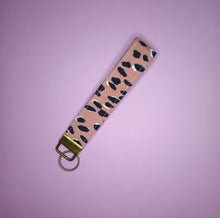 Load image into Gallery viewer, Blush Leopard Print Keychain Wristlet, Abstract Animal Print Key Fob / by Söpö + Tähti