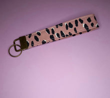 Load image into Gallery viewer, Blush Leopard Print Keychain Wristlet, Abstract Animal Print Key Fob / by Söpö + Tähti