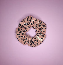 Load image into Gallery viewer, Dark Blush Drill Leopard Scrunchie, Abstract Animal Print by Söpö & Tähti / Sopo + Tahti