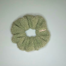 Load image into Gallery viewer, Matcha Green Lattè Plush Teddy Scrunchie, Sage Furry Fuzzy Scrunchie in Teddie Plush
