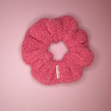 Load image into Gallery viewer, Raspberry Jam Plush Teddy Scrunchie, Deep Pink Furry Fuzzy Scrunchie in Teddie Plush