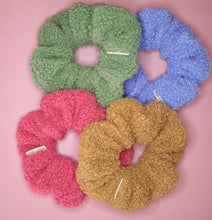 Load image into Gallery viewer, Raspberry Jam Plush Teddy Scrunchie, Deep Pink Furry Fuzzy Scrunchie in Teddie Plush