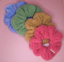 Load image into Gallery viewer, Raspberry Jam Plush Teddy Scrunchie, Deep Pink Furry Fuzzy Scrunchie in Teddie Plush
