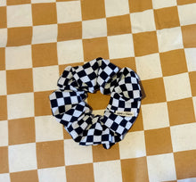 Load image into Gallery viewer, Checkered Large Scrunchie, Checked scrunchie, Checkerboard Scrunchie, Ethical scrunchies Made in Australia by Sopo & Tahti