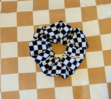 Load image into Gallery viewer, Checkered Large Scrunchie, Checked scrunchie, Checkerboard Scrunchie, Ethical scrunchies Made in Australia by Sopo & Tahti