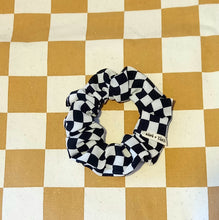 Load image into Gallery viewer, Checkered Scrunchie, Regular Checked scrunchie, Checkerboard Scrunchie, Ethical scrunchies Made in Australia by Sopo & Tahti