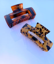 Load image into Gallery viewer, Large Rectangle Grip Hair Claw, Gloss Tortoise Shell Look Hair Clip