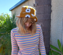 Load image into Gallery viewer, Brown Sweet Daisy Bucket Hat, Unisex Neutral Sun Hat
