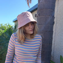 Load image into Gallery viewer, Pink Cord Bucket Hat, Unisex Neutral Corduroy Sun Hat, Streetwear Surf Wear Fashion, Beach Wear
