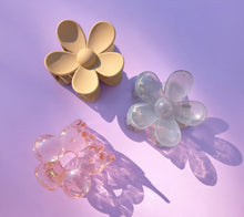 Load image into Gallery viewer, Large Flower Hair Claw, Gloss &amp; Matte Floral Hair Clips, Neutral Tone
