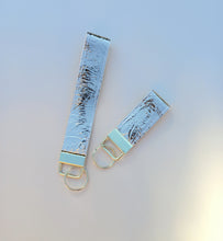 Load image into Gallery viewer, Metallic Gold Keychain Wristlet, Vegan Leather Key Chain, Key Fob
