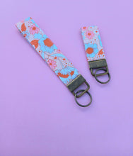 Load image into Gallery viewer, Floral Orange Keychain Wristlet, Flower Cottagecore  Key Chain, Key Fob
