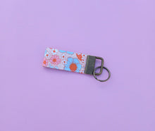 Load image into Gallery viewer, Floral Orange Keychain Wristlet, Flower Cottagecore  Key Chain, Key Fob
