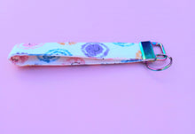 Load image into Gallery viewer, Smiley Keychain Wristlet, 90s Smile Key Chain, Key Fob Tie Dye surf Wear
