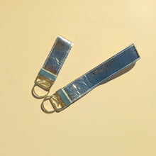 Load image into Gallery viewer, Metallic Gold Keychain Wristlet, Vegan Leather Key Chain, Key Fob
