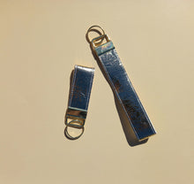 Load image into Gallery viewer, Metallic Gold Keychain Wristlet, Vegan Leather Key Chain, Key Fob
