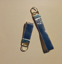 Load image into Gallery viewer, Metallic Gold Keychain Wristlet, Vegan Leather Key Chain, Key Fob
