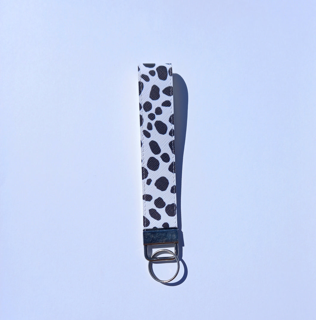 Cow Print Keychain Wristlet, Cowgirl Key Chain, Vegan Leather Key Fob, 90s Style