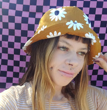 Load image into Gallery viewer, Brown Sweet Daisy Bucket Hat, Unisex Neutral Sun Hat
