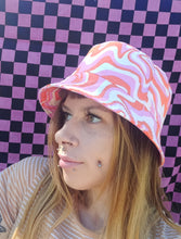 Load image into Gallery viewer, Swirl Brights Bucket Hat, Unisex Psychedelic Pink &amp; Orange Sun Hat
