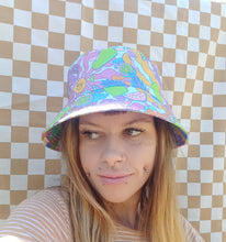Load image into Gallery viewer, Popsicle Sun Brights Bucket Hat, Unisex Psychedelic Sun Hat, Dopamine Dressing, 90s Style Beach Surf Wear, Street Graffiti
