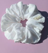 Load image into Gallery viewer, White XL Scrunchie in Linen, Oversized Scrunchies Australia, Special Occasion Scrunchies
