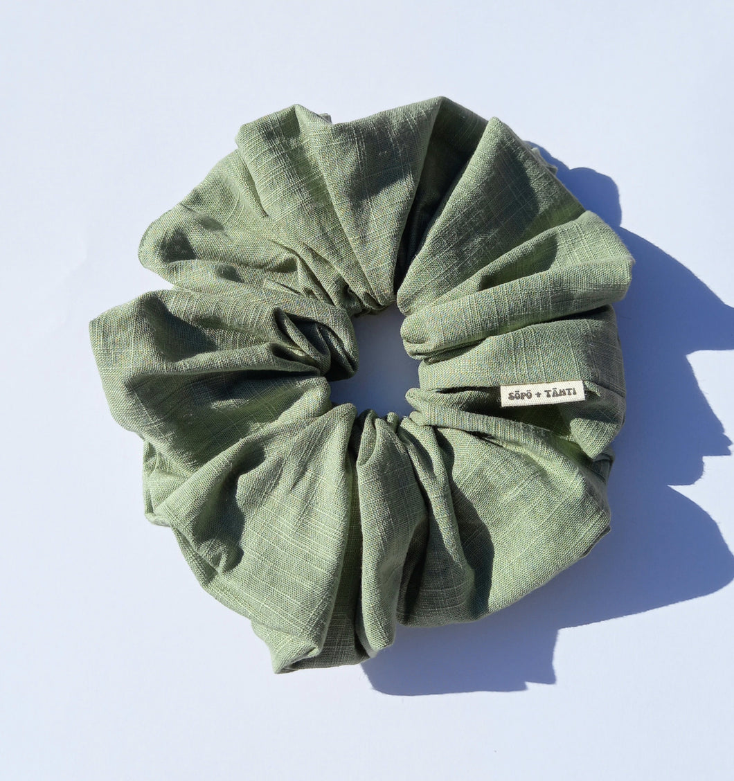 Wild Sage Linen Blend XL Scrunchie, Oversized Luxe Scrunchies Australia