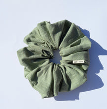Load image into Gallery viewer, Wild Sage Linen Blend XL Scrunchie, Oversized Luxe Scrunchies Australia
