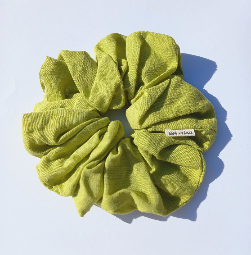 Lime Linen XL Scrunchie, Oversized Fun Scrunchies Australia, Special Occasion Scrunchies