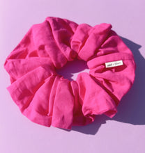 Load image into Gallery viewer, Bright Pink Linen XL Scrunchie, Oversized Fun Scrunchies Australia, Luxe Scrunchies
