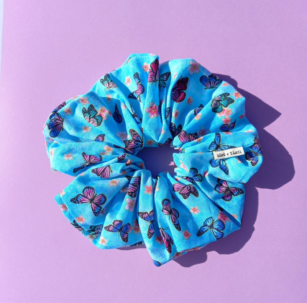 Blue Butterfly XL Scrunchie, Oversized Luxe Scrunchies Australia