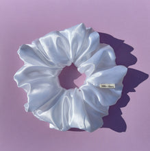 Load image into Gallery viewer, White XL Scrunchie in Satin, Oversized Scrunchies Australia, Bridal Special Occasion Scrunchies
